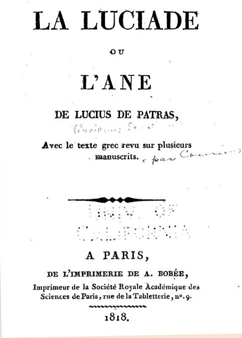La Luciade ou l'âne de Lucius ( ed. 1818)